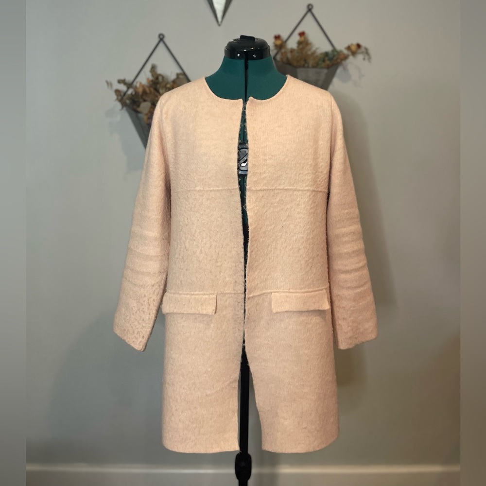 Ponsesa Wool Blend Cardigan Jacket in Light Pink